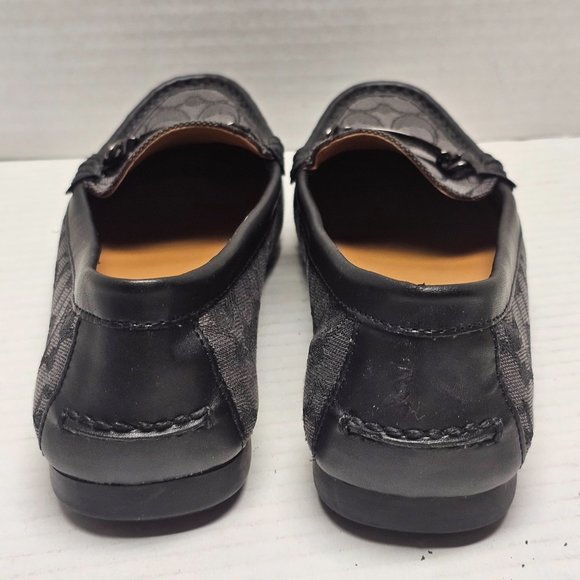 Coach Olive Black Gray Signature Logo Print Canvas Leather Loafer Shoes 10 40 - Picture 11 of 15